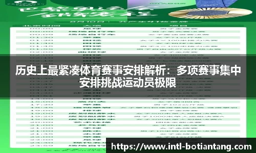 历史上最紧凑体育赛事安排解析：多项赛事集中安排挑战运动员极限